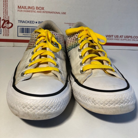 Vintage Women’s 7 Rainbow Polka Dot Low Top Converse All Stars RARE - Picture 2 of 8